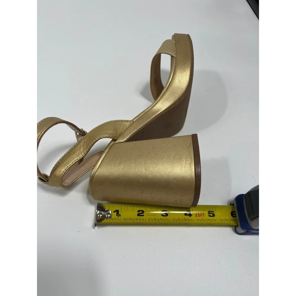 Women 5.5 Platform Heels Metallic Gold Wedding Guest Formal Event Gala Going Out